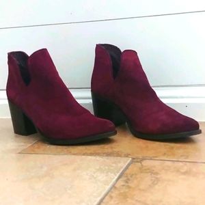 Burgundy suede booties